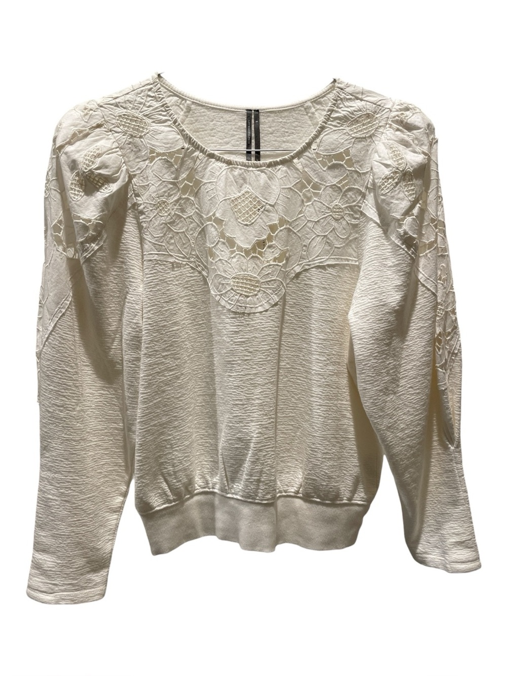 Anthropologie Cream Lace Cutwork Pullover Sweatshirt